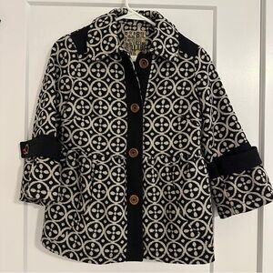 Billabong Black and Cream Patterned Jacket Size Small Women’s